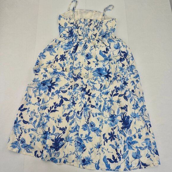 H&M brand women's white printed cotton summer mid-length dress - Picture 2 of 6